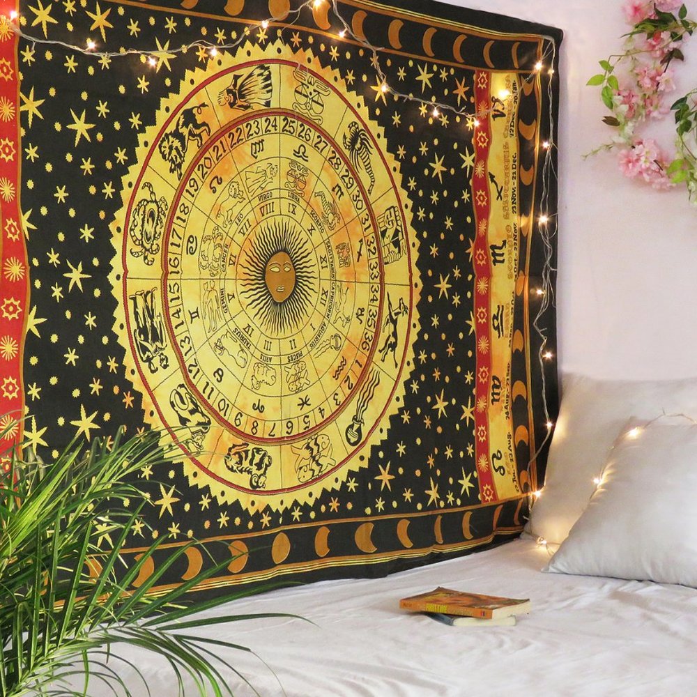 Zodiac Cotton Wall twin Tapestry Beach Home Decor and Halloween